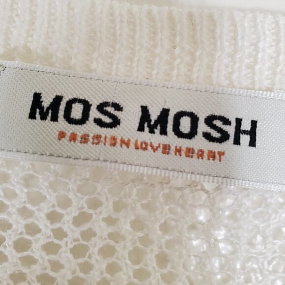 Mos Mosh 100% Linen Open Quiet Luxury Old Money Stripes Top Womens M Off-White - Picture 3 of 10